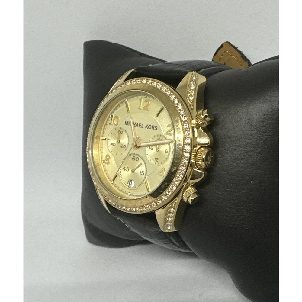 Michael Kors Blair MK5166 Women's Black Leather Analog Dial Quartz Watch HME655